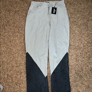 Missguided black and gray color block jeans, NWT Size US 12